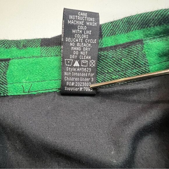 Urban Groove Green Black Plaid Pearl Snap Grunge Y2K Button Down Flannel Shirt L - Picture 10 of 10